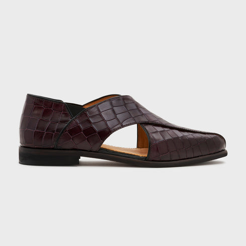Peshauri 2.0 | Deep Wine Croco Leather